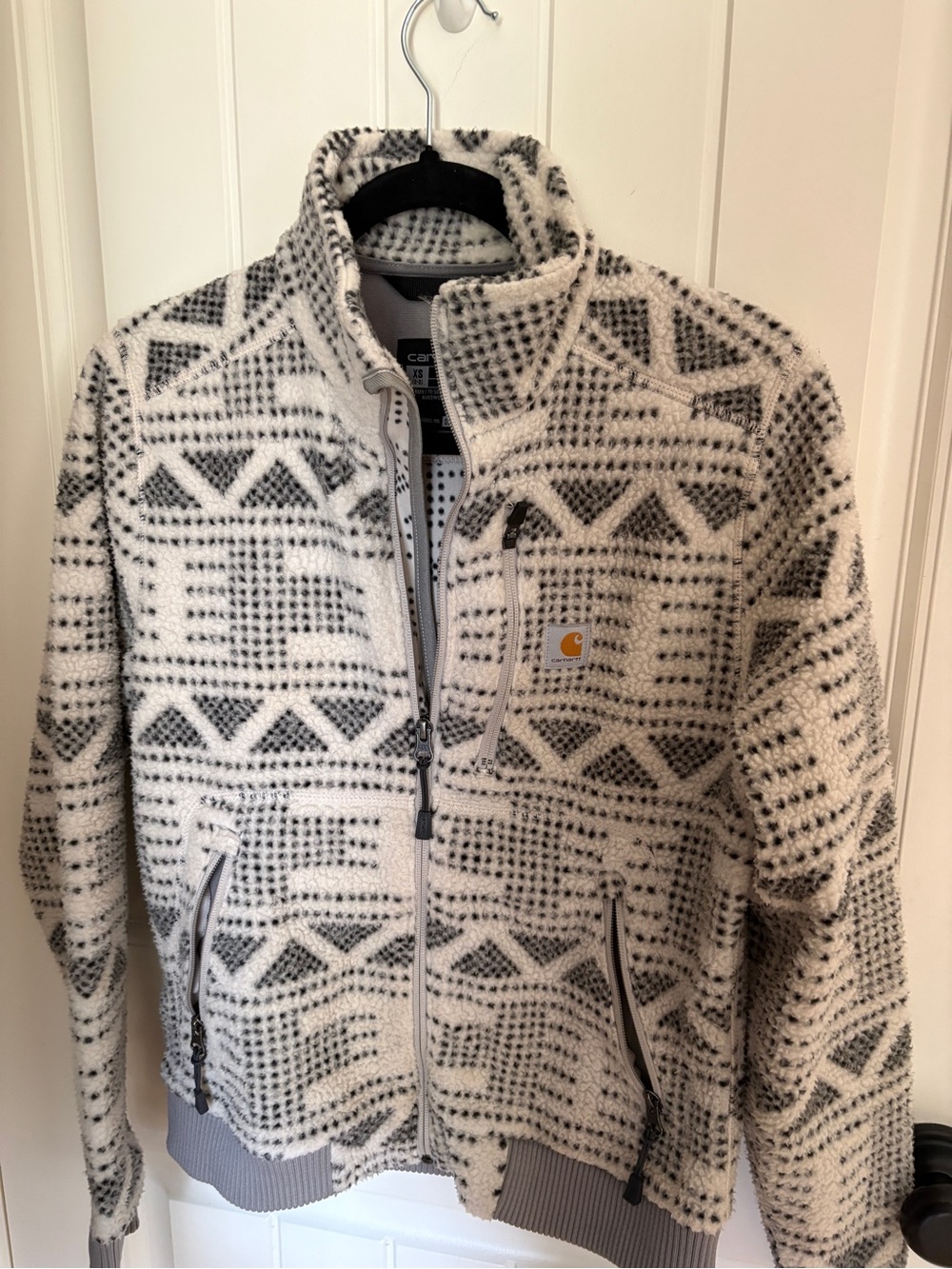Carhartt women’s White & Gray Geometric Fleece Jacket